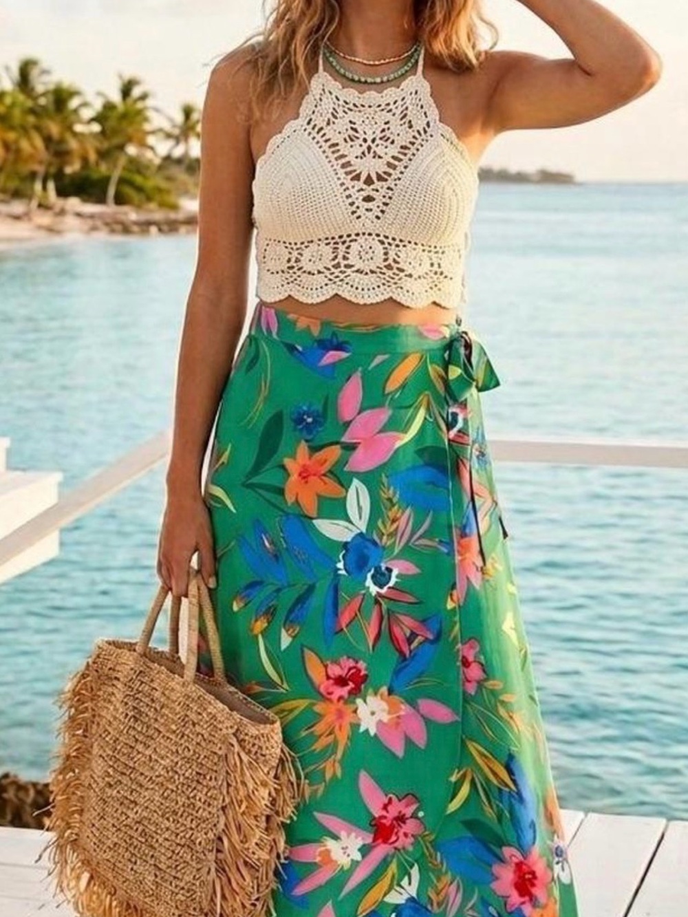 J. Crew Factory Green Floral Faux Wrap Midi Skirt, 3X